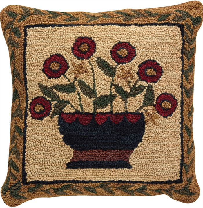 Flower Basket Hooked Pillow
