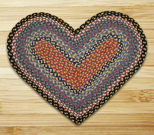Heart Shaped Jute Braided Rug - Olive/Burgundy/Gray C-043