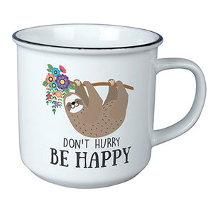 "Don't Hurry Be Happy" Sloth Vintage Mug