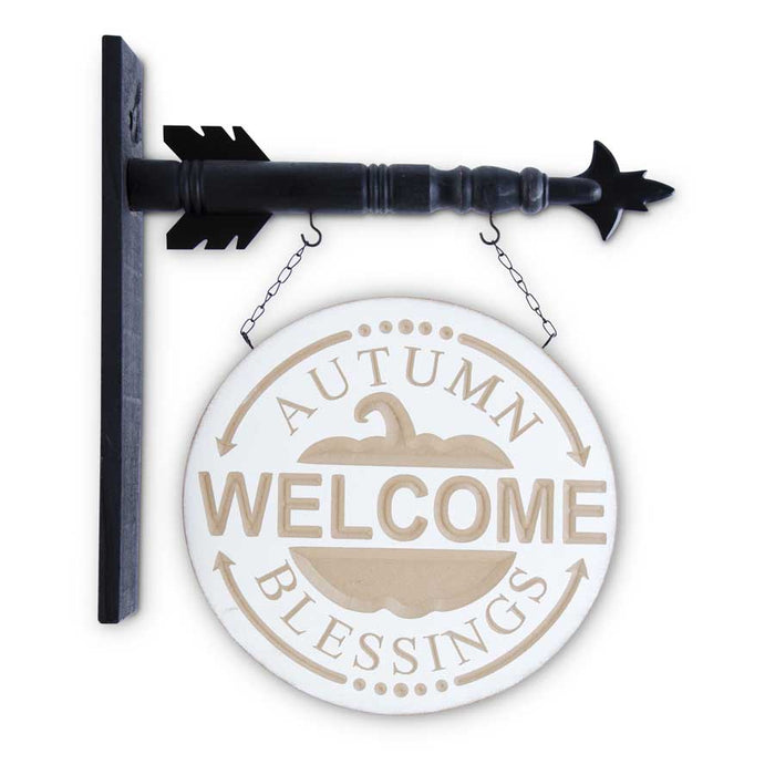 Round Cream Wood Engraved WELCOME Arrow Replacement Sign