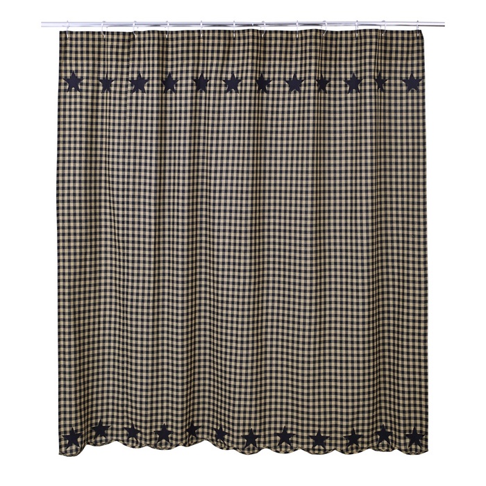 Black Star Scalloped Shower Curtain