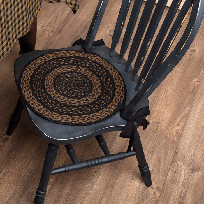 Black & Tan Jute Chair Pad - Set of 6