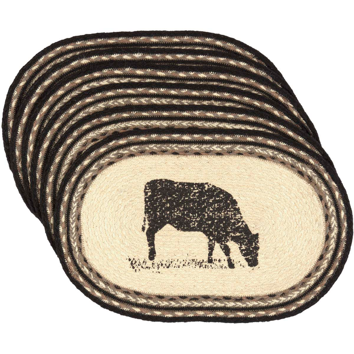 Sawyer Mill Charcoal Cow Jute Placemat (Set of 6)