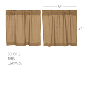 Burlap Natural Tier Curtains 24"L