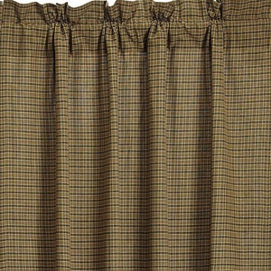 Tea Cabin Green Plaid Panel Curtains 84"L