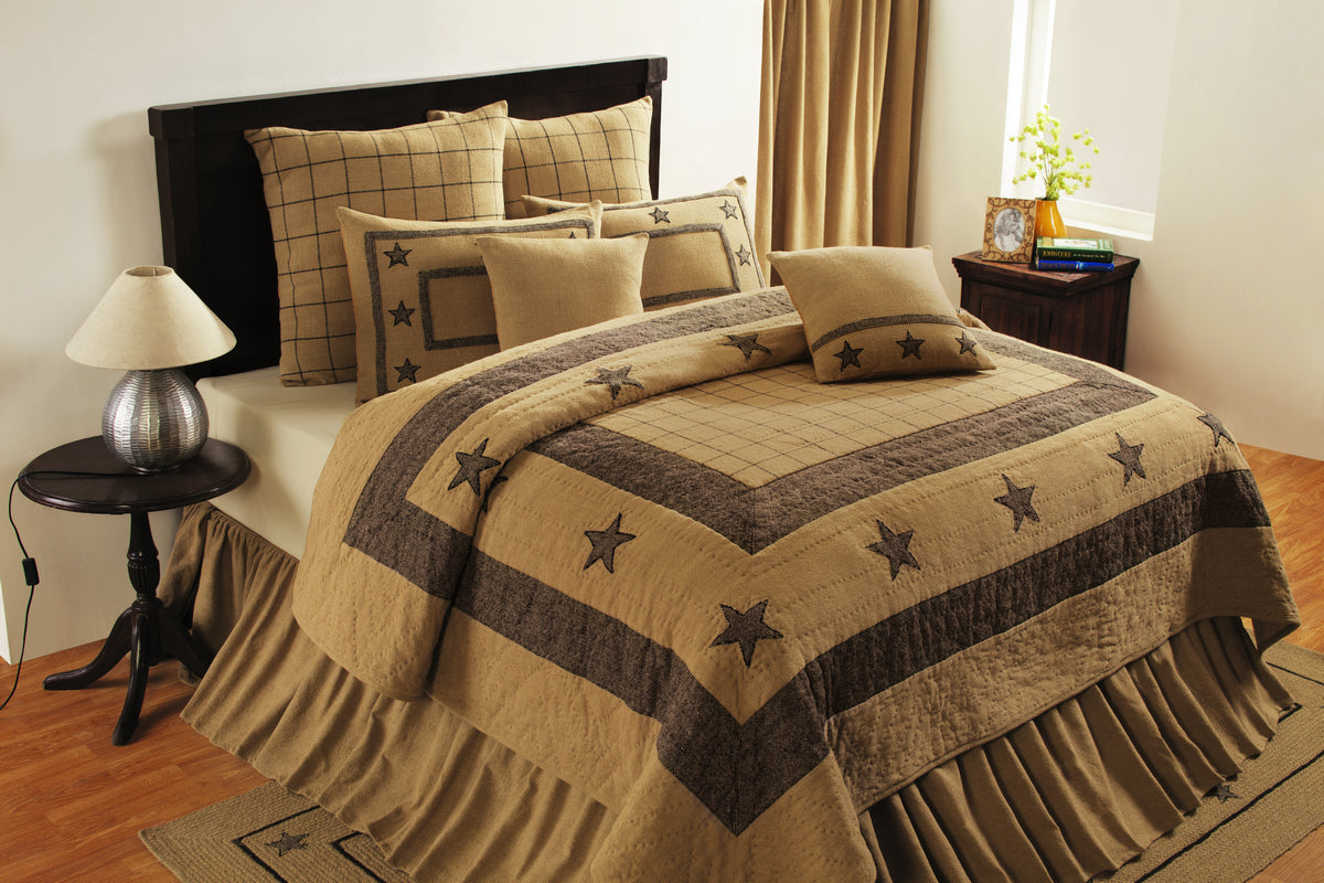 Burlap Star Tan Quilted Bedding Collection