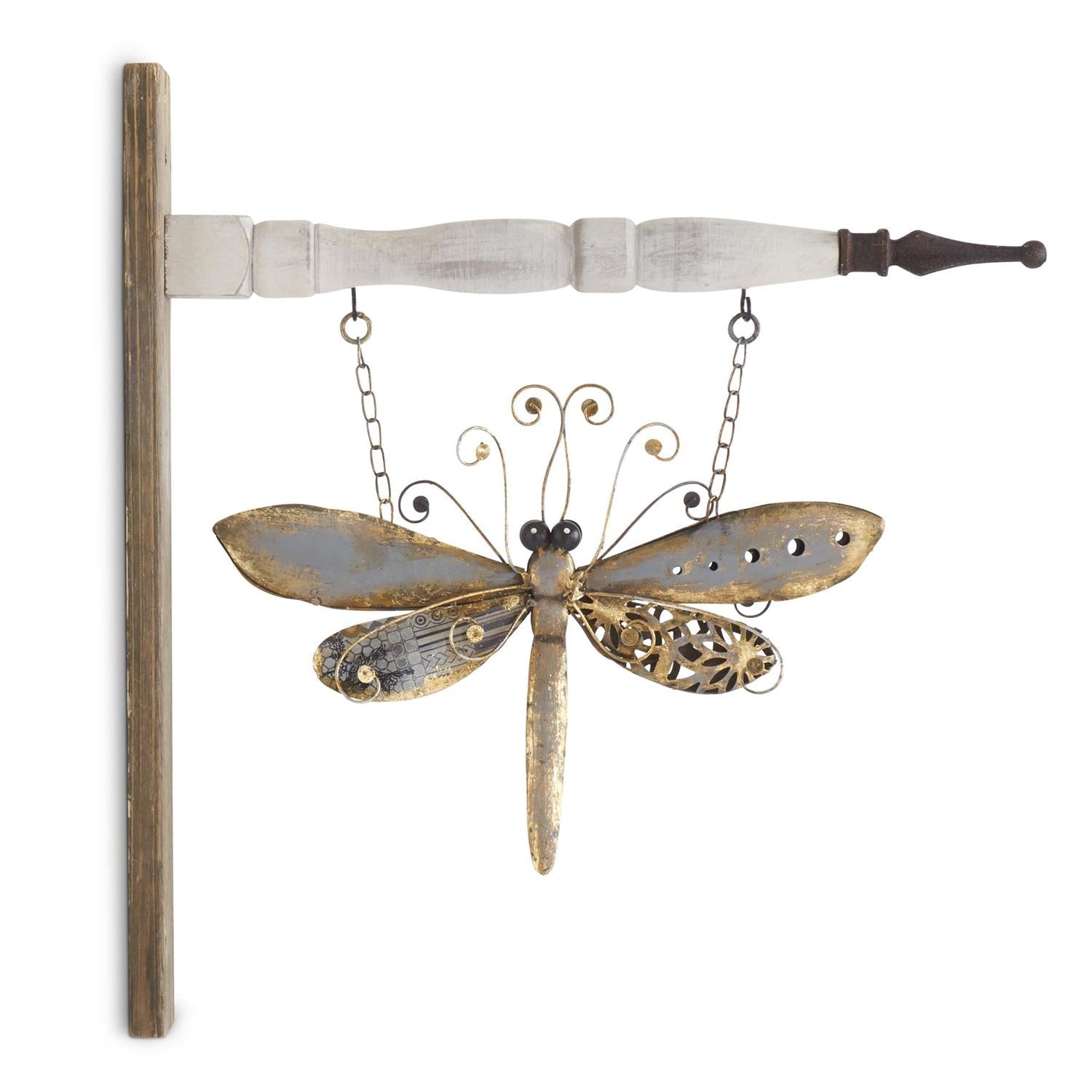 Grey & Gold Metal Dragonfly Arrow Replacement Sign