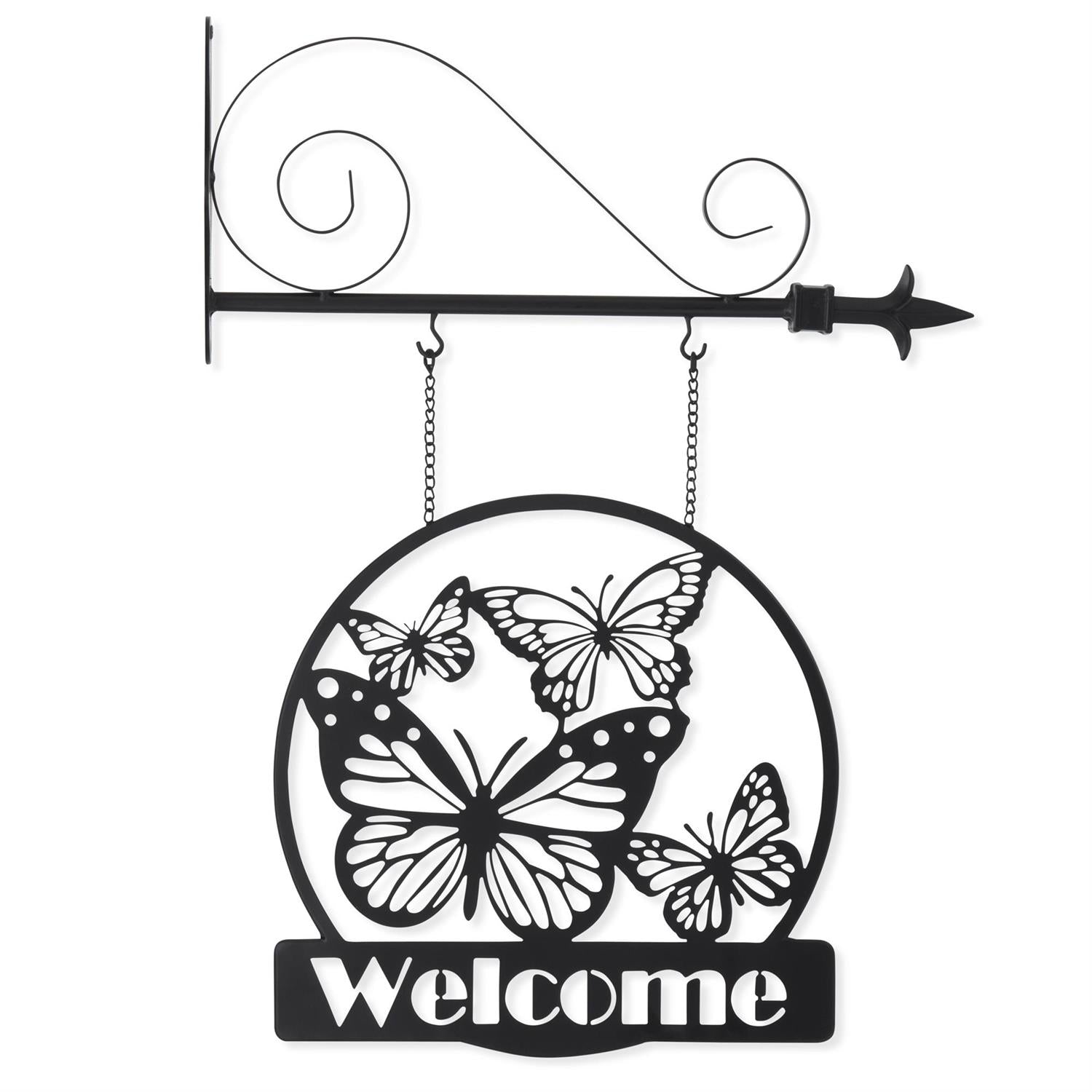 Black Metal Cutout Butterfly Welcome Arrow Replacement Sign