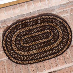 Black and Tan Jute Braided Rug