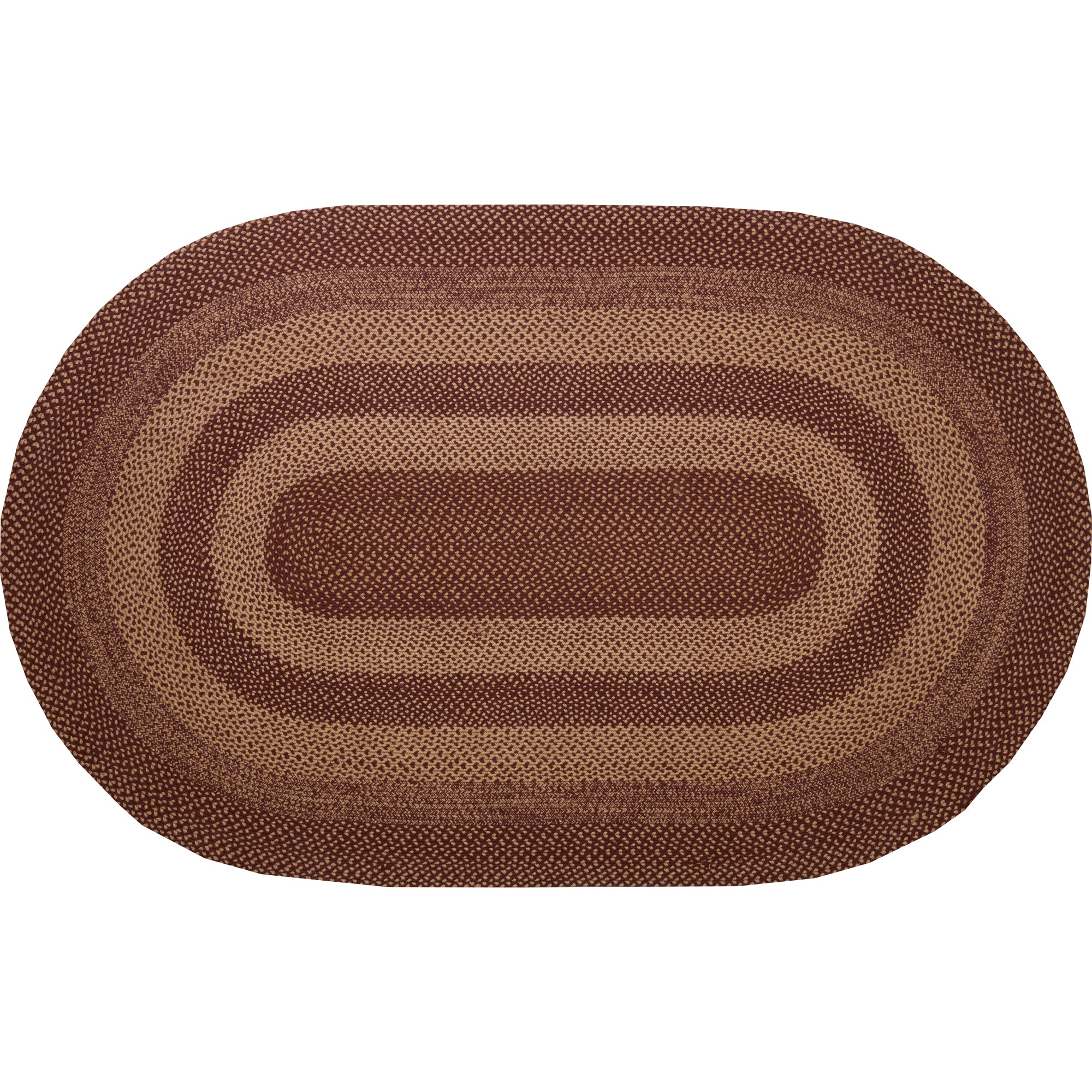 Burgundy and Tan Jute Braided Rug