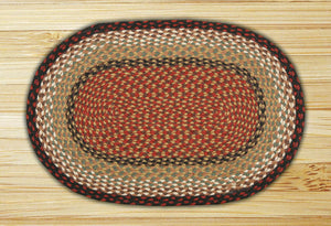 Burgundy/Mustard C-019 Jute Braided Rug - Oval