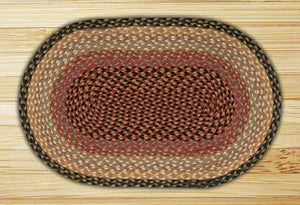 Burgundy/Gray/Cream C-057 Jute Braided Rug - Oval