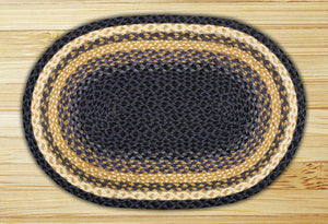 Light & Dark Blue/Mustard C-079 Jute Braided Rug - Oval