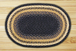 Light & Dark Blue/Mustard C-079 Jute Braided Rug - Oval