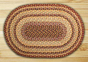 Burgundy/Gray/Cream C-357 Jute Braided Rug - Oval