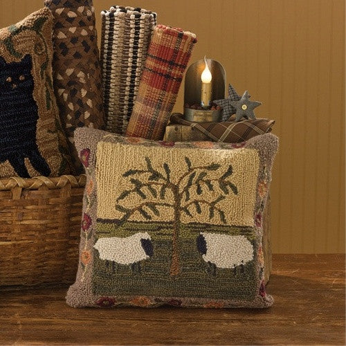 Willow & Sheep Hooked Pillow