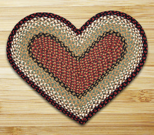 Burgundy/Mustard Heart Shaped Jute Rug C-019