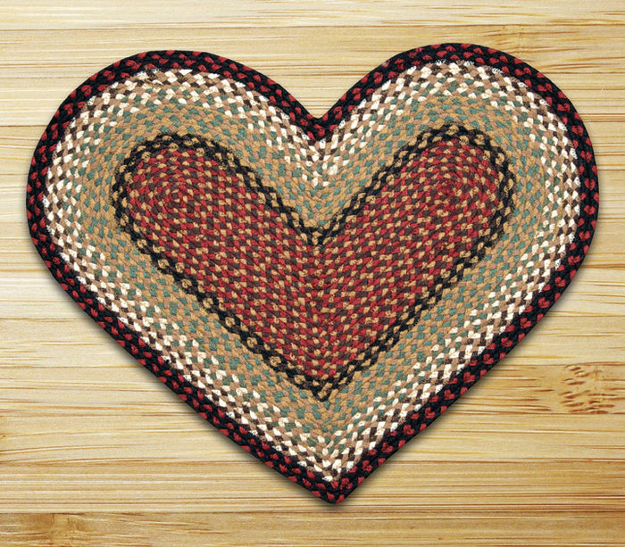 Burgundy/Mustard C-019 Heart Shaped Jute Rug