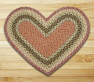 Olive/Burgundy/Gray Heart Shaped Jute Rug C-024