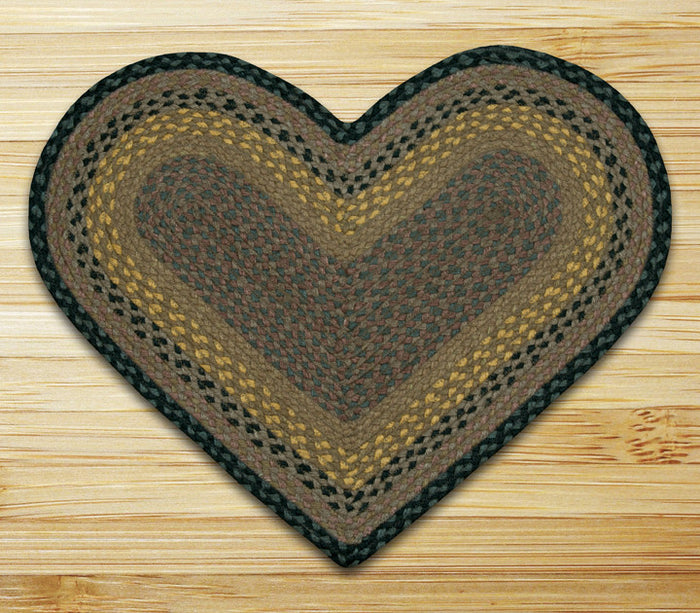 Brown/Black/Charcoal C-099 Heart Shaped Jute Rug