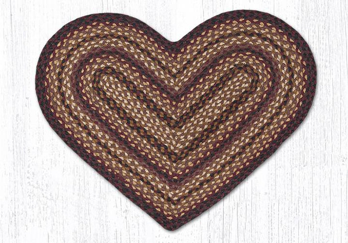 Black Cherry/Chocolate/Cream C371 Heart Shaped Jute Rug