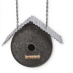 Tin Round Birdhouse with Corrugated Roof Arrow Replacement Sign