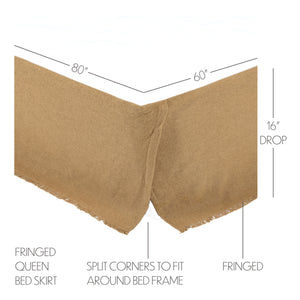Burlap Natural Fringed Bed Skirt