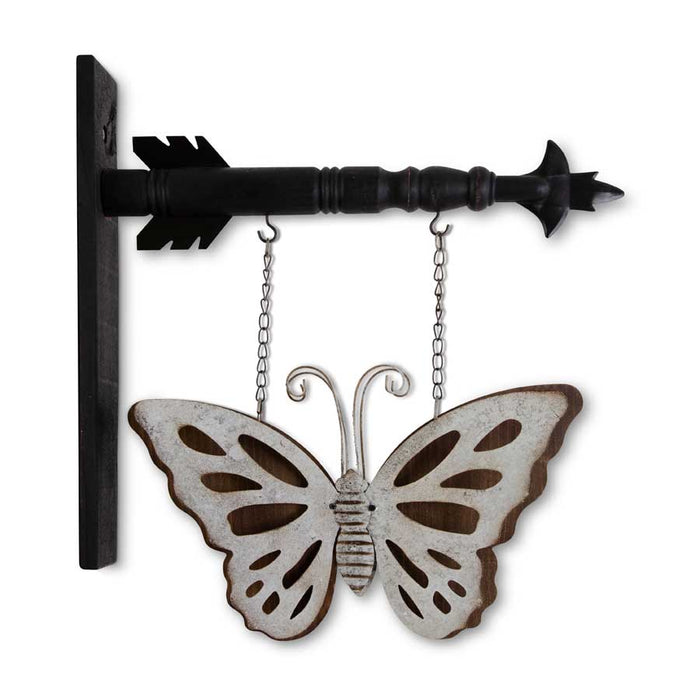 Metal and Wood Butterfly Arrow Replacement Sign