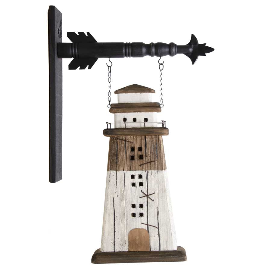 Rustic Brown and White Wood Lighthouse Arrow Replacement Sign