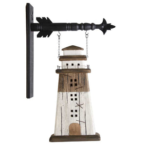 Rustic Brown and White Wood Lighthouse Arrow Replacement Sign
