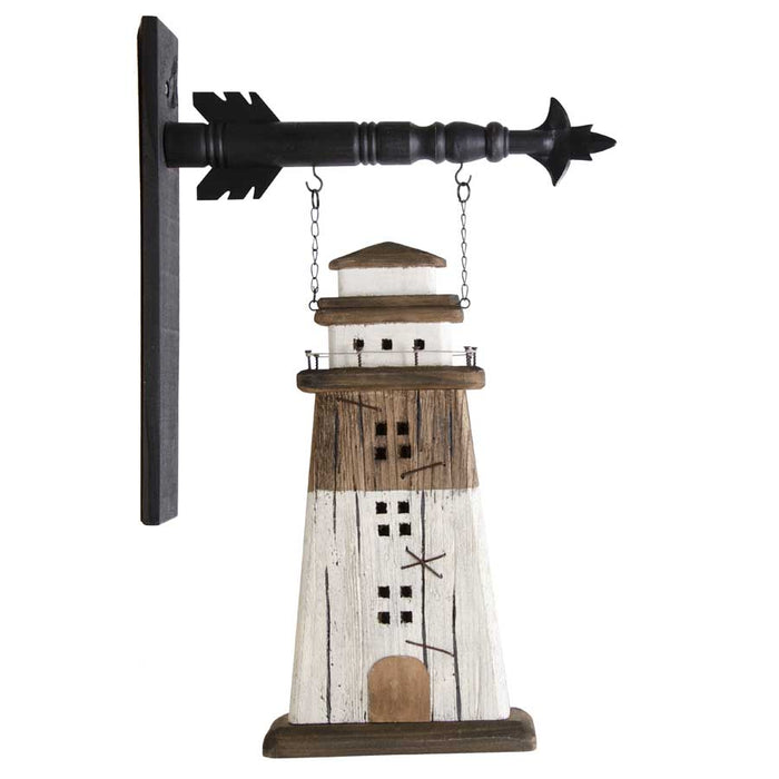 Rustic Brown and White Wood Lighthouse Arrow Replacement Sign