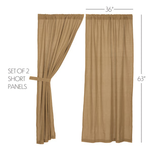 Burlap Natural Short Panel Curtains - 63"L