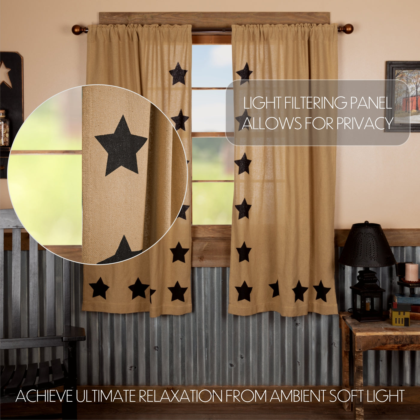 Black best sale star curtains