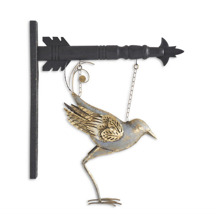 Gray and Gold Metal Bird Arrow Replacement Sign