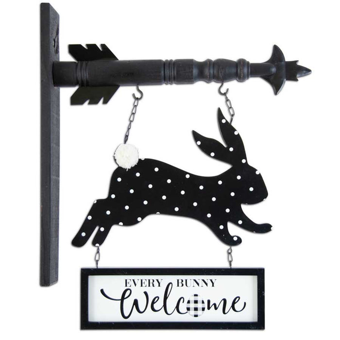 Black & White Easter Bunny WELCOME Arrow Replacement Sign