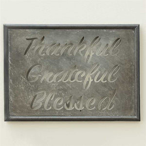 Thankful Grateful Blessed Galvanized Metal Sign