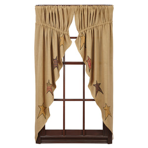 Stratton Burlap Applique Star Prairie Curtain