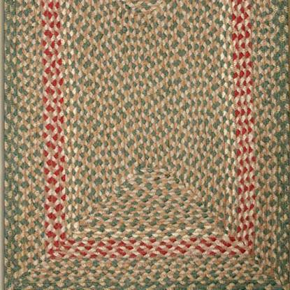 Green / Burgundy C-009 Jute Braided Rug - OVAL