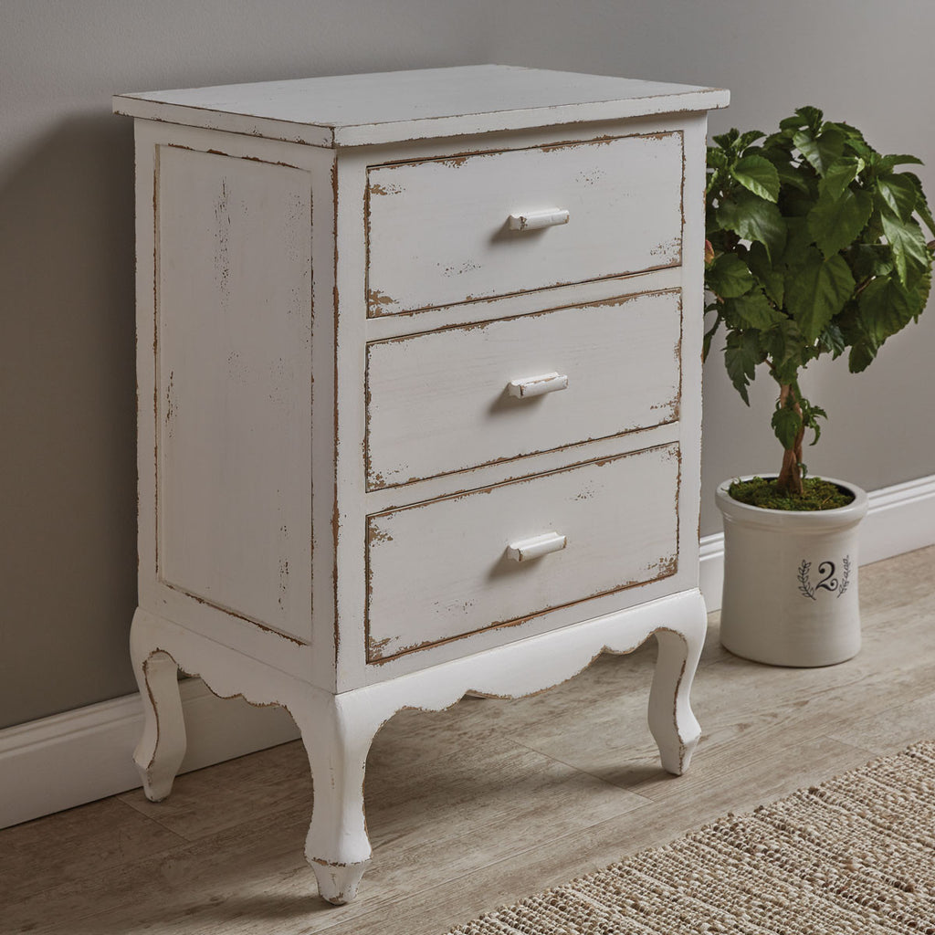 Distressed White Cupboard / Side Table / End Table