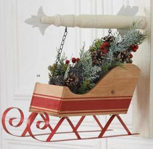 Wood Sleigh w/Red Stripe & Metal Runners Arrow Replacement Sign by K&K Interiors