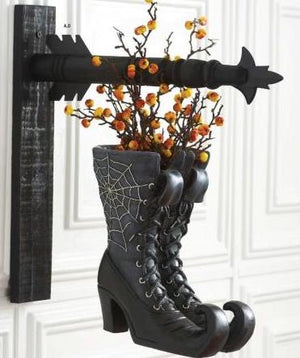 Black Resin Witch Boots Double Sided Arrow Replacement Sign by K&K Interiors