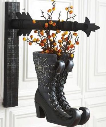 Black Resin Witch Boots Double Sided Arrow Replacement Sign