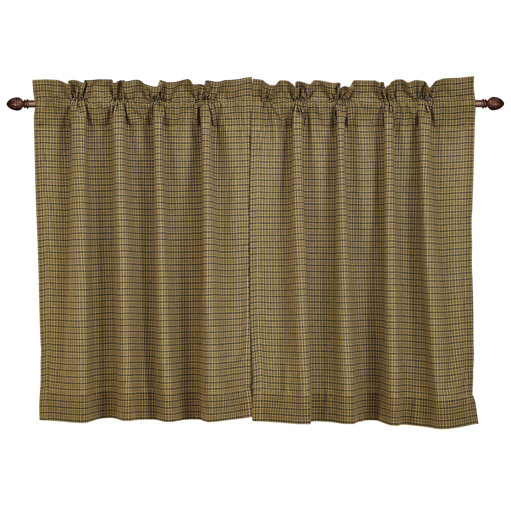 Tea Cabin Green Plaid Tier Curtain 36x36 by VHC Brands