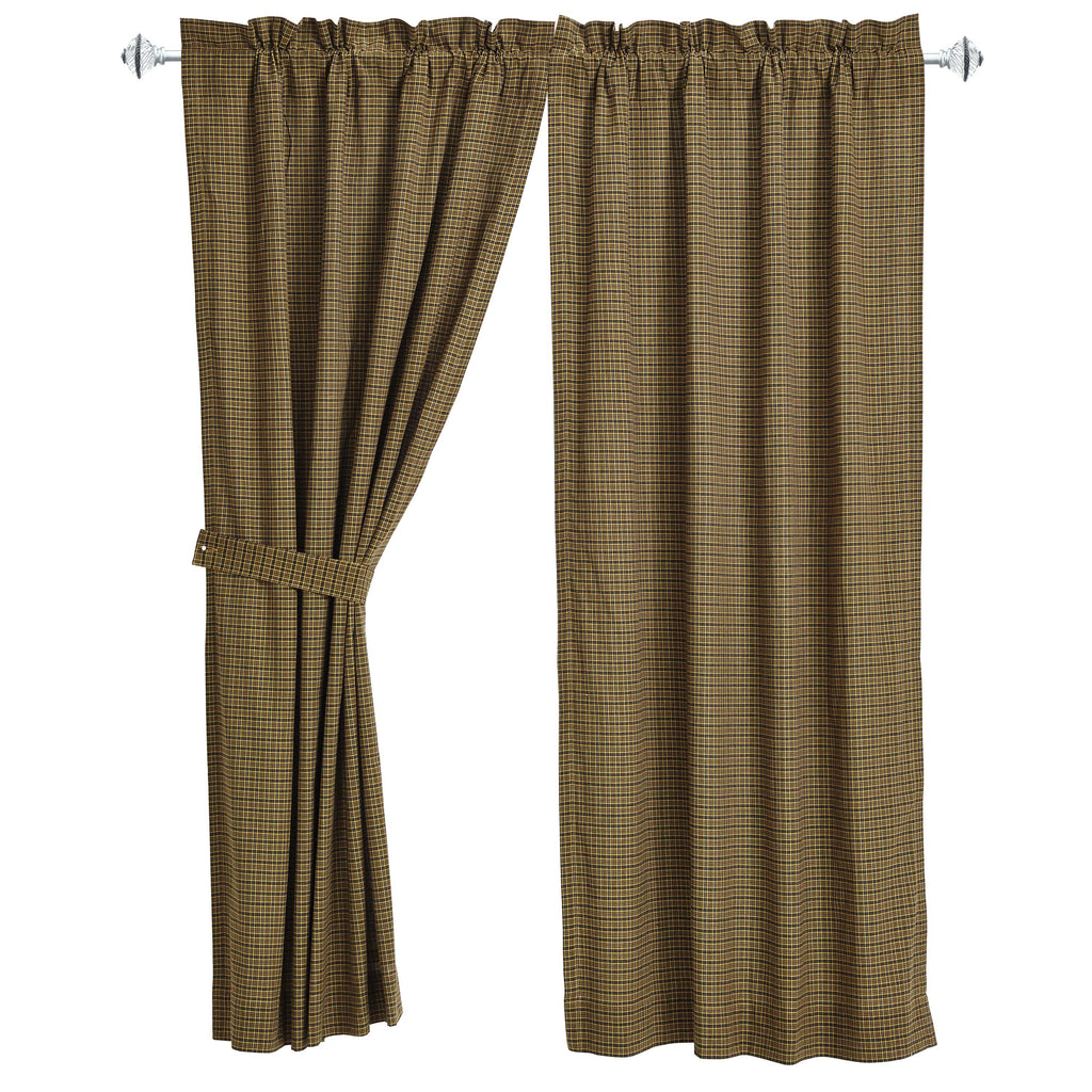 Tea Cabin Green Plaid Short Panel Curtains by VHC Brands