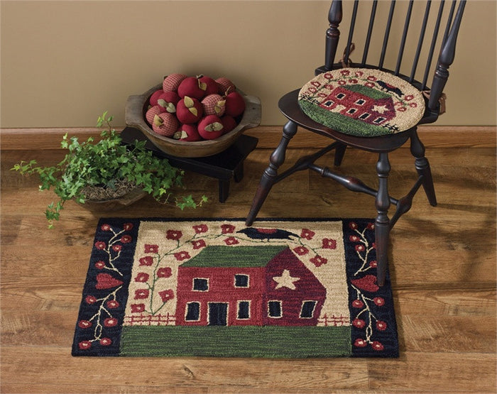 Red House Hooked Rug 24x36
