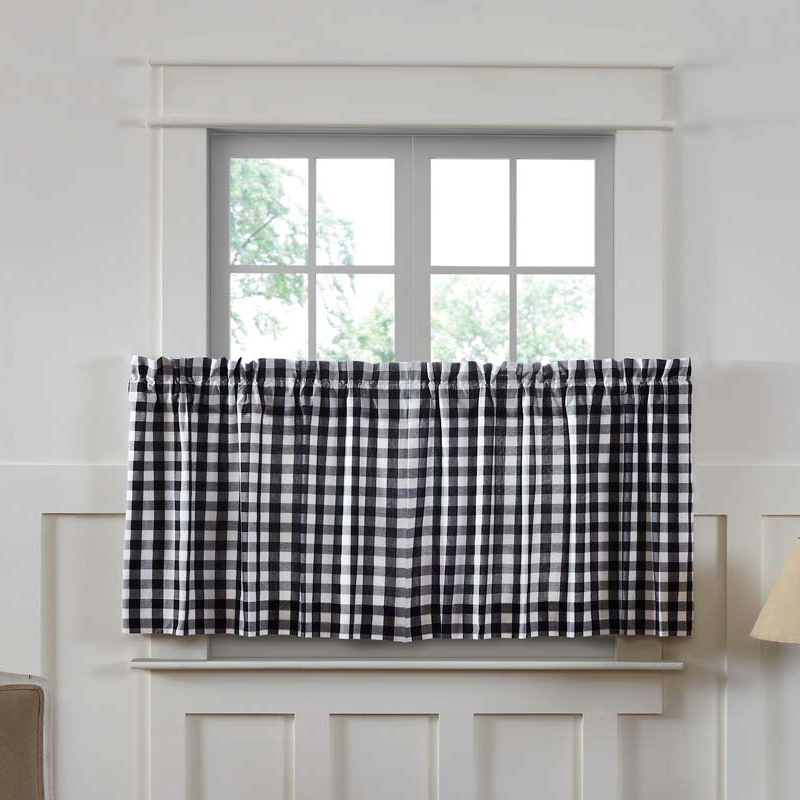 Annie Buffalo Check Black Tier Curtains 24"L