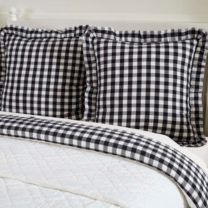 Annie Buffalo Check Black Fabric Euro Sham 26 inch