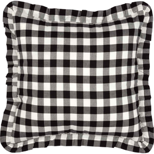 Annie Buffalo Check Black Ruffled Fabric Pillow 18 inch