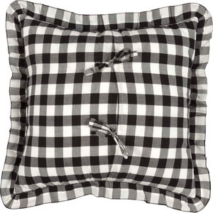 Annie Buffalo Check Black Ruffled Fabric Pillow 18 inch