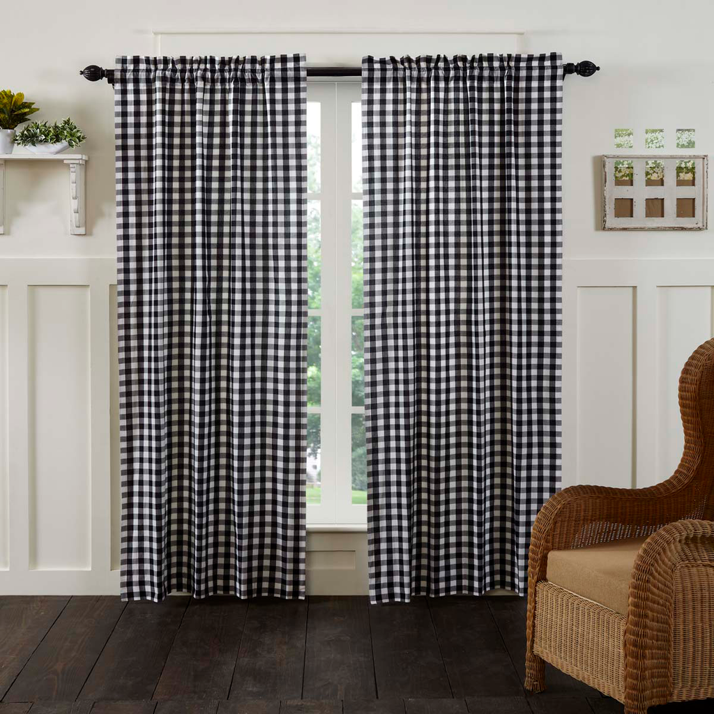 Annie Buffalo Check Black Panel Curtains 84"L